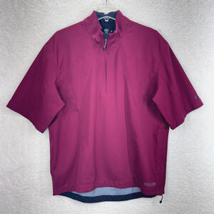 Nike Golf Storm-Fit Men Medium 1/4 Zip Shirt Burgundy Outdoor Short Sleeves Zip